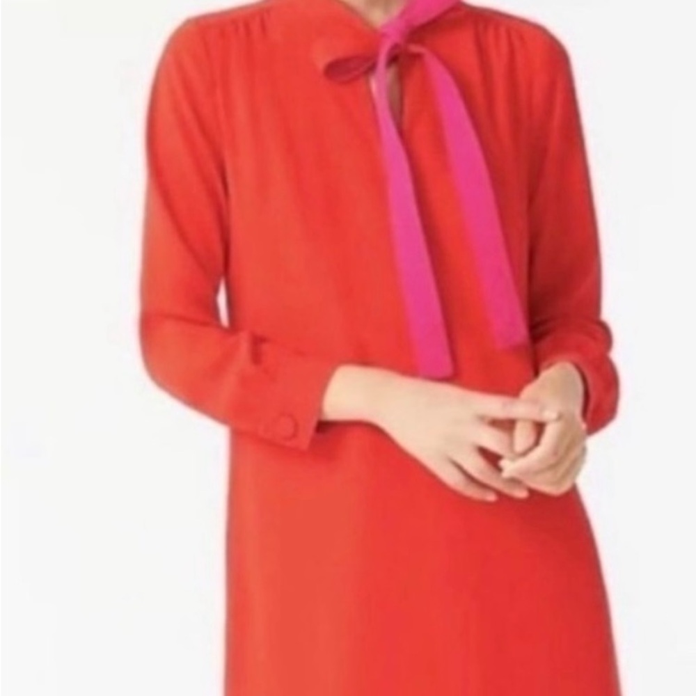 J. Crew Red Dress with Pink Neck Tie